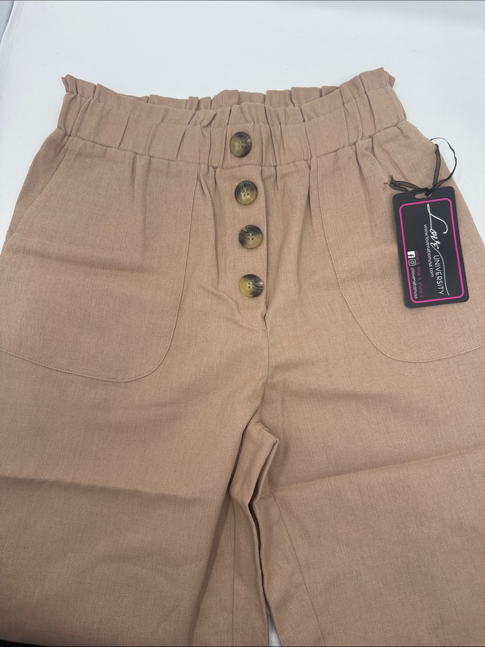 Love University Women’s Casual  Elastic Waist Cargo Pants - with pockets Small - Picture 4 of 9